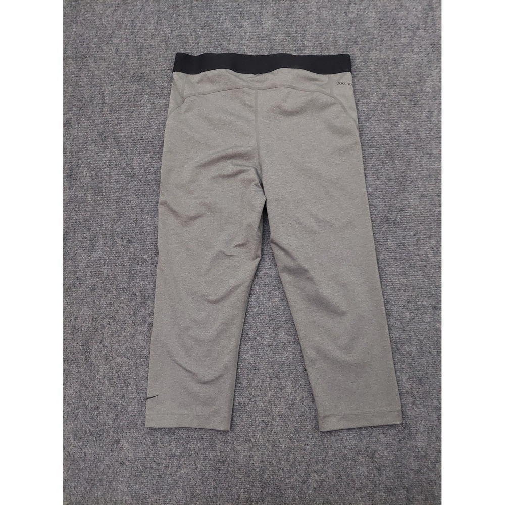 Nike Pro Cropped Leggings Womens Large Gray Running Gym Workout Swoosh - Picture 2 of 12